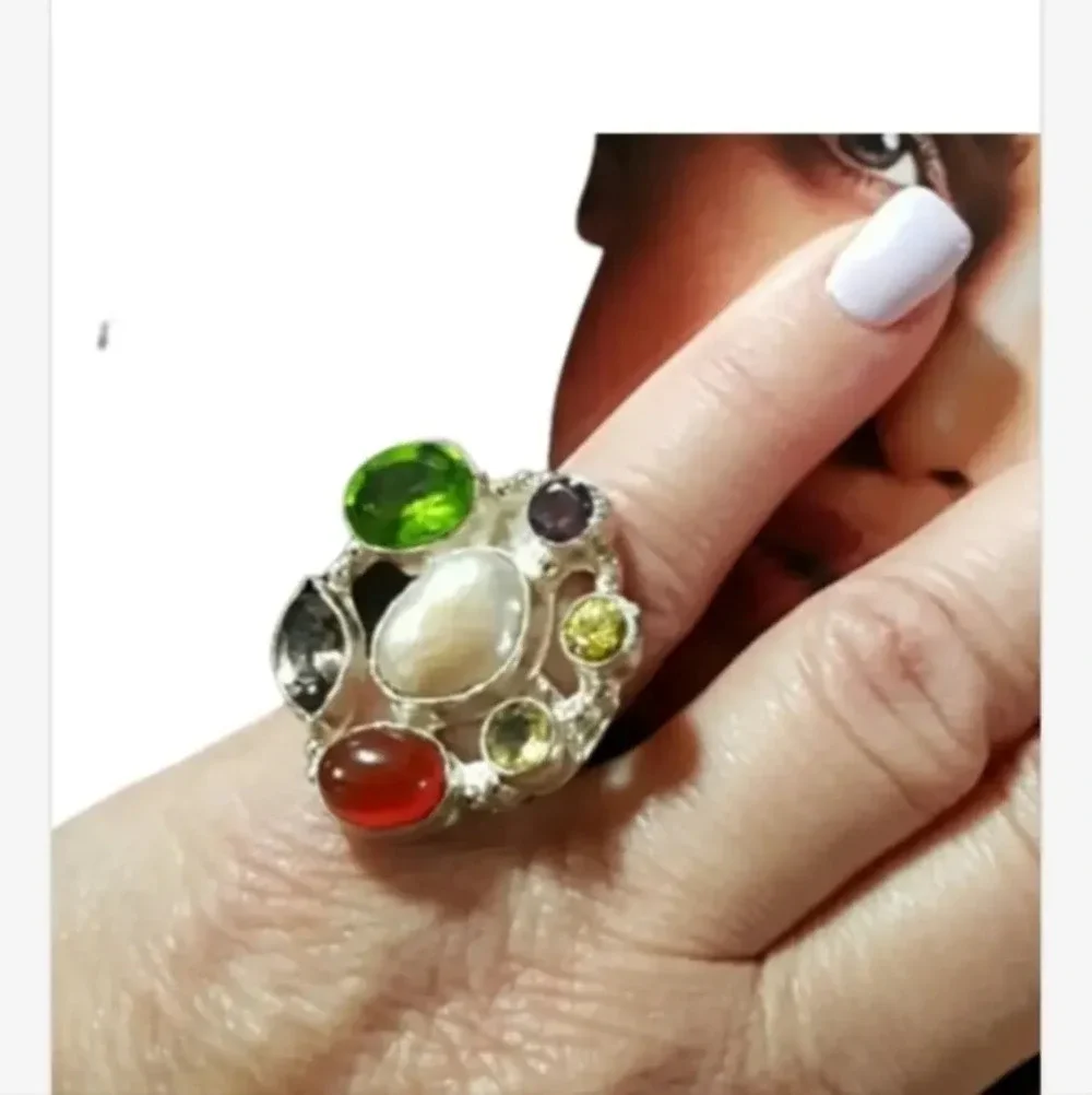 Sterling Gemstone  ring 5‎